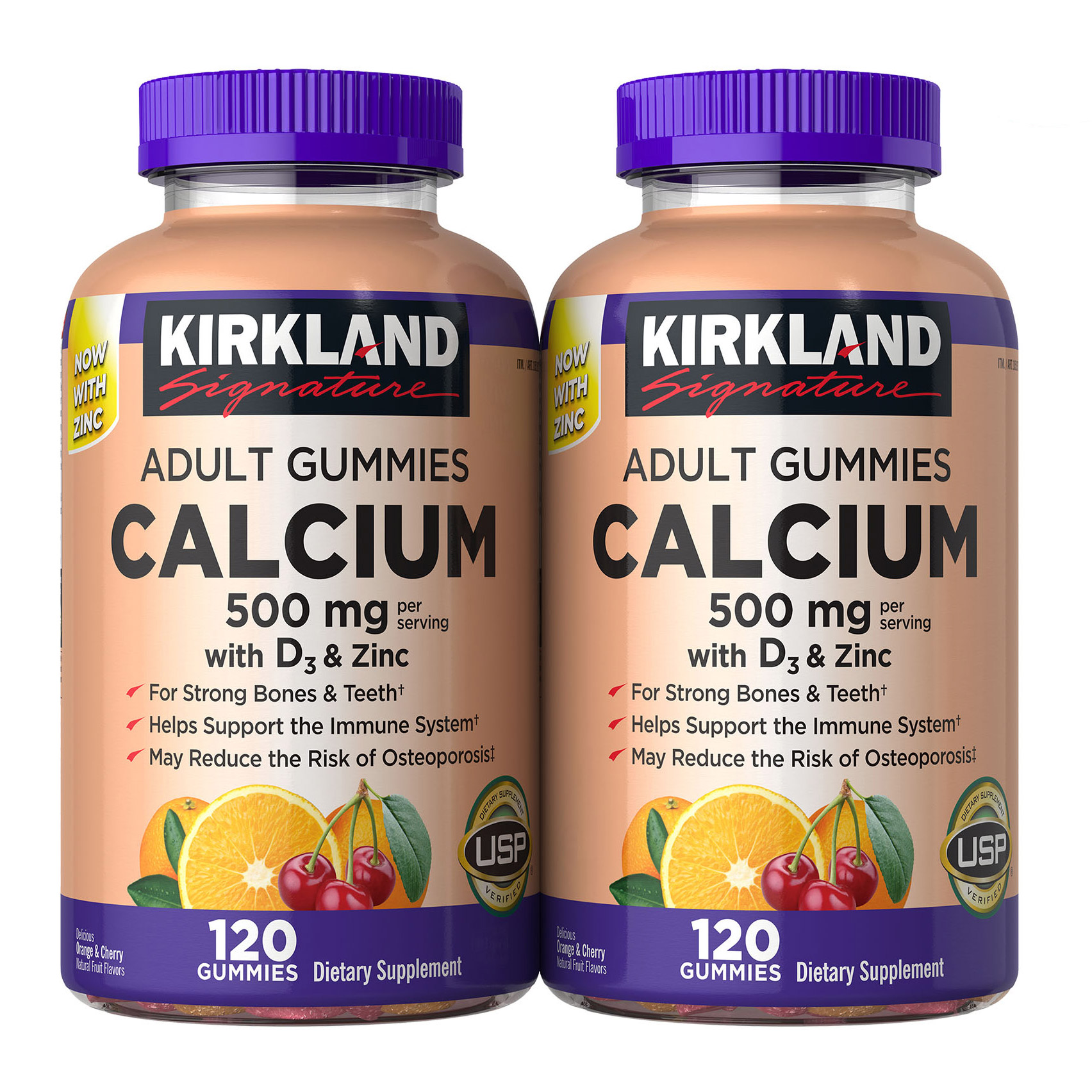 33224831cfed2e2efbe3c4f47ed0e8fd6c7e705c1ef0f3fd302c8027d8b92a83.jpg Kirkland Signature Calcium 500 Mg with D3 & Zinc, 240 Adult Gummies - Image 1