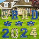 11 Pcs Graduation Decoration Class of 2024 Grad Yard Signs Congratulate Graduation Lawn Signs with 22 Stakes for Outdoor Graduation Party Supplies (
