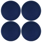 Lids for Pyrex and Anchor Round Glass Containers 2-Cups Blue-4 Pack