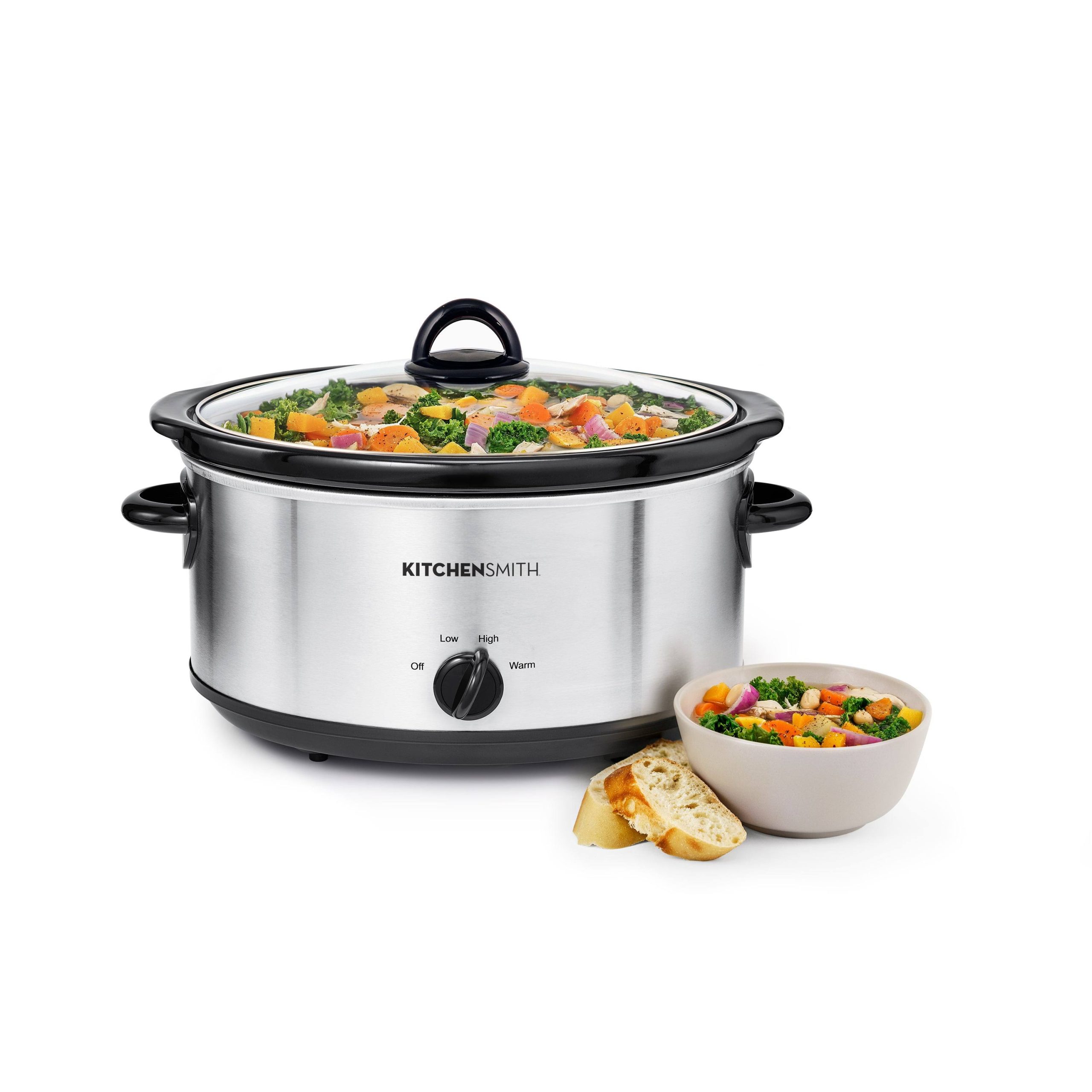 33622e32d42ad1080091864377a5fea7fe15cb28cd19248b239cbf88d88dbf3d.jpg Kitchensmith by Bella 6qt Manual Slow Cooker - Stainless Steel - Image 1