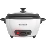 Black & Decker 6-Cup Rice Cooker with Steaming Basket, White/Black