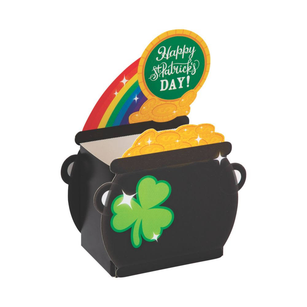 Fun Express 12 Pieces St Pats Pot of Gold Treat Box, St. Patrick's Day, Party Supplies, Adult Unisex, Size: One Size