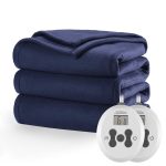 Sunbeam Quilted Fleece Heated Queen Blanket, Blue