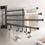 EAQ Towel Rack, Swivel Towel Rack Wall mounted?space Saving Towel holder?aviation Aluminium Towel Bar for Bathroom with Hooks