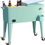 Dextrus 80 Quart Rolling Cooler Cart with Bottle Opener Drainage, Portable Patio Cooler Rolling on Wheels, Outdoor Rolling Beverage Cart Drink Cooler for Patio Pool Deck Party Cookouts