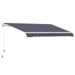 Outsunny 10' x 8' Manual Retractable Awning Sun Shade Shelter for Patio Deck Yard UV Protection and Easy Crank Opening Blue