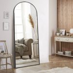 ZMYCZ Arched Floor Mirror, 65"x22" Full Length Mirror, Standing Mirror Hanging or Leaning, Body Mirror with Stand, Wall Mounted Mirror, Arched-Top