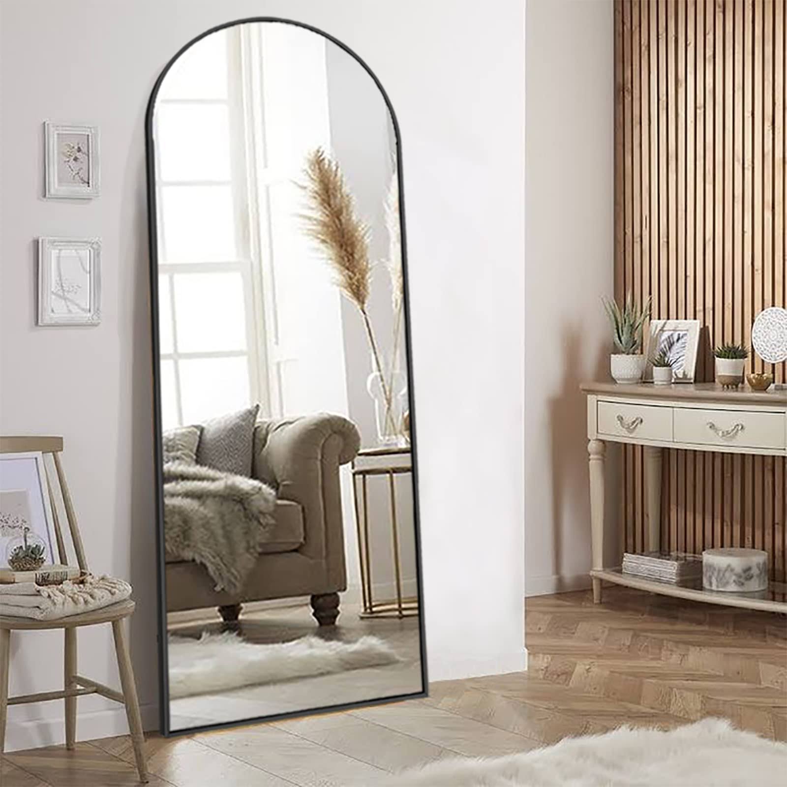3407981f1f6ca78b17c8a3296c92c7903ee8a7a5eb07ee051056bdb261c003cf.jpg ZMYCZ Arched Floor Mirror, 65"x22" Full Length Mirror, Standing Mirror Hanging or Leaning, Body Mirror with Stand, Wall Mounted Mirror, Arched-Top - Image 1
