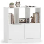 Tangkula 3-Cube Bookcase with Cabinet for Study Home Office Living Room