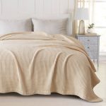 Great Bay Home 100% Cotton Waffle Weave Blanket Twin Taupe