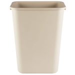 Rubbermaid Desk Side Rectangular Plastic Wastebasket, Beige, 10.25 gal