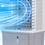uthfy Evaporative Air Cooler, Swamp Cooler with 5.3 Gallon Water Tank, 4 Ice Box, Remote, 12H Timer, 110oscillation, Portable Air Cooler Cooling Fan