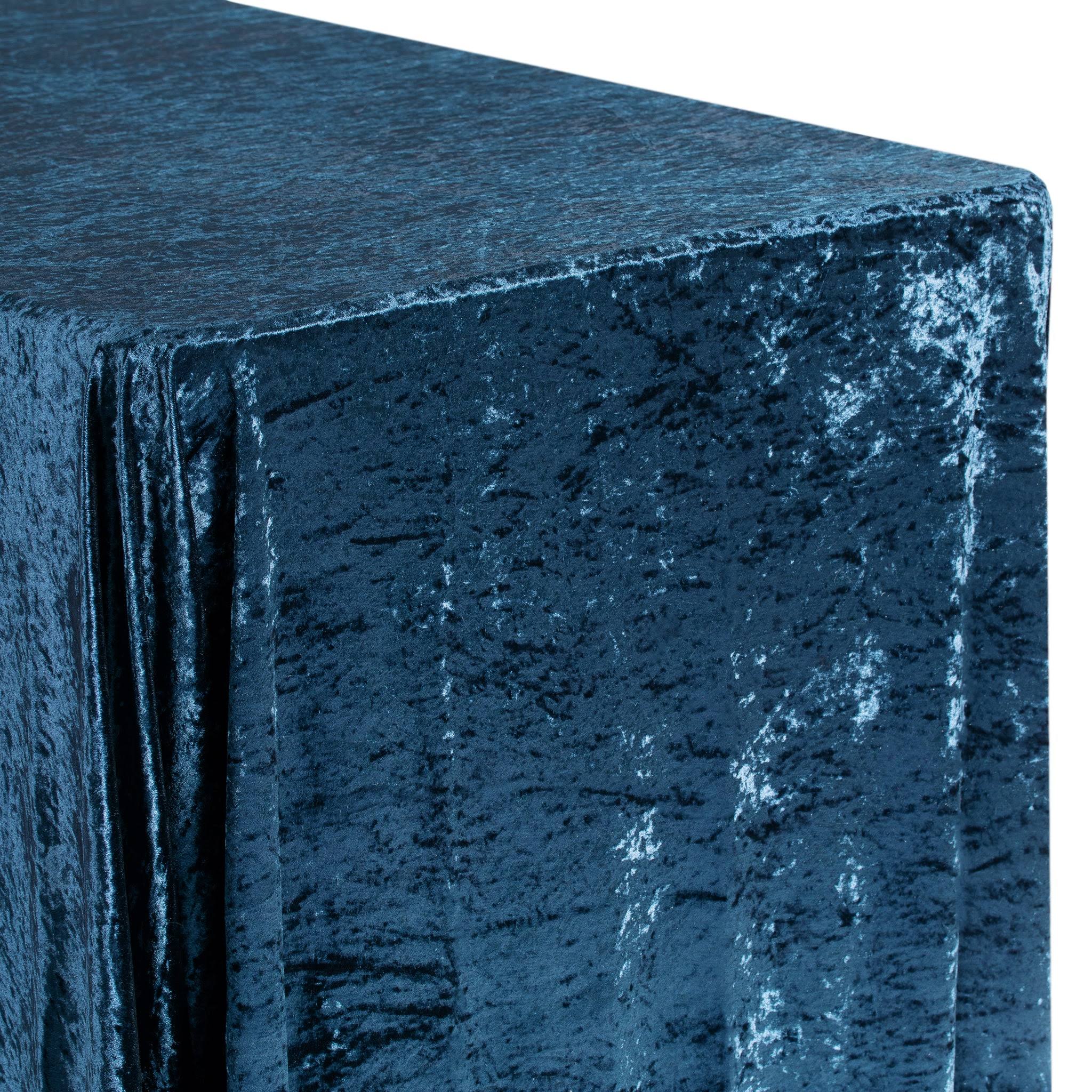 342917c955df3edd882d1bae8415c55c08473d7443de1731e7a415fbd8ed3984.jpg Navy Blue Velvet Rectangular Tablecloth Size: 90 x 156 in | Wedding | Event | Wholesale by CV Linens - Image 1