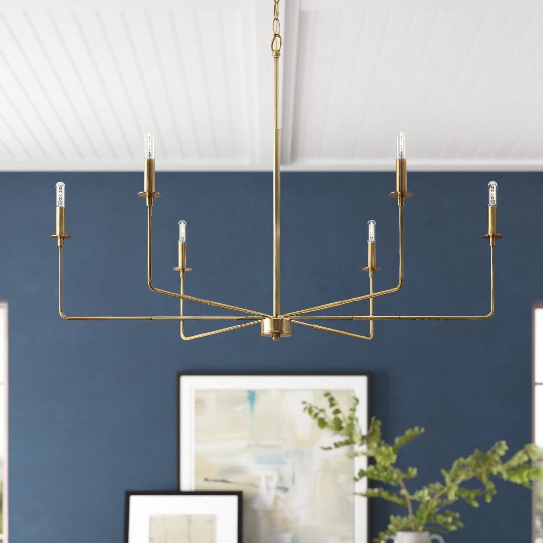 342c409dcbd20367aa563f488c7f671d6852b82c3f81d3a70c94e1862a27e678.jpg Mager 6 - Light Candle Style Classic Chandelier Finish: Warm Brass - Image 1