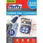Hefty Shrink-Pak - 4 Large Vacuum Storage Bags for Storage for Clothes, Pillows, Towels, or Blankets - Space Saver Vacuum Sealer Bags Ideal Under
