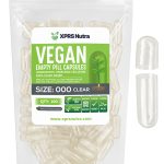 XPRS Nutra Capsules Express- Size 000 Clear Empty Vegan Capsules 100 Count - Kosher and Halal - Vegetarian/Vegetable Pill Capsule - DIY Powder Filling