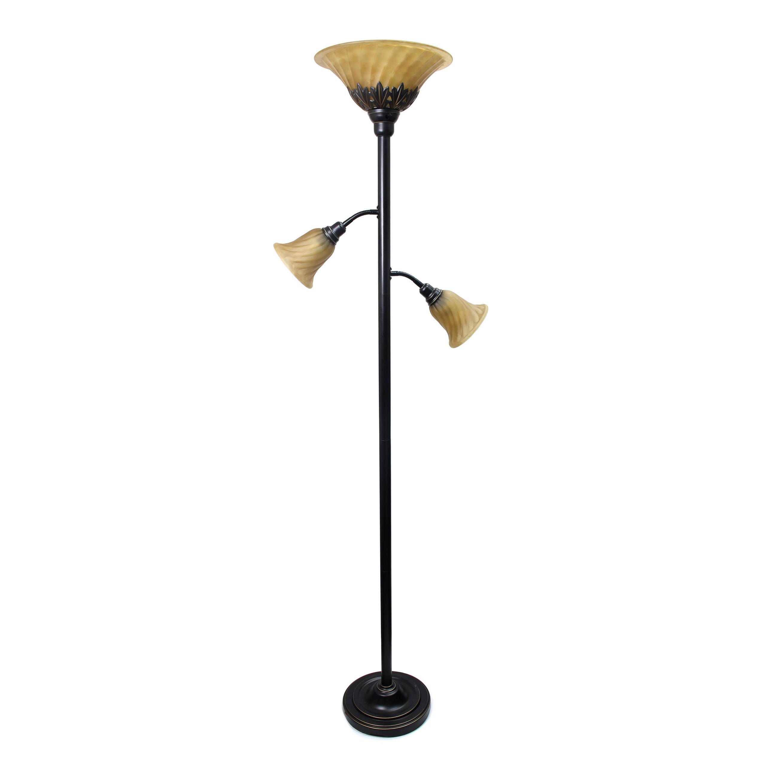 3435a8fffc984e4150dd708c88766669b397c564a36adab04560c8802ab07789.jpg Elegant Designs 3 Light Floor Lamp with Scalloped Glass Shades - Restoration Bronze - Image 1