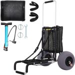 VEVOR Beach Carts for Sand Cargo Deck TPU Balloon Wheels 165lbs Loading Folding Sand Cart Adjustable Height - Black