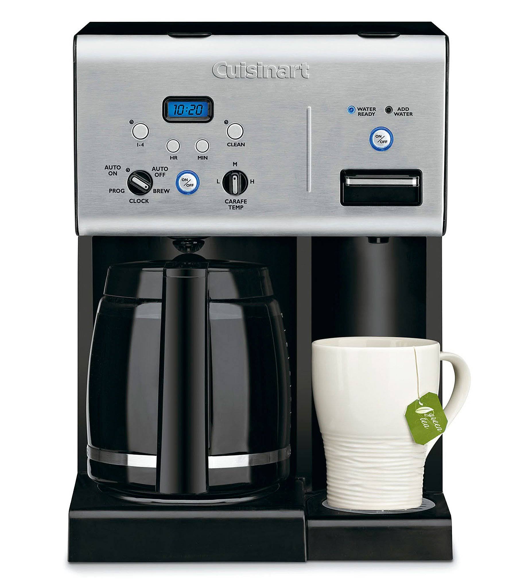 3475c66c31bbb52b59e95aa5d3fb9ec07c9d4249f3208a8a8a29b04dd7959866.jpg Cuisinart 12 Cup Programmable Coffee Maker with Hot Water System - Black/Silver - Image 1