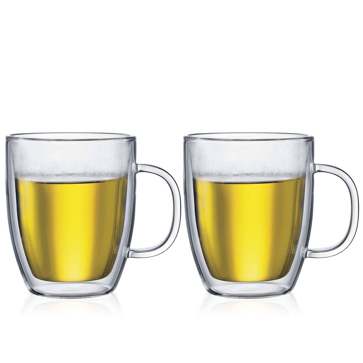 34836d6ba41e272de53eb9b79808c4749345c0b20c6f88aae7ab731b7f44d7ae.jpg Bodum 10606-10 Bistro Espresso Mug Set (Double-Walled, Dishwasher Safe, 0.45 L/15 oz) - Pack of 2, Transparent - Image 1