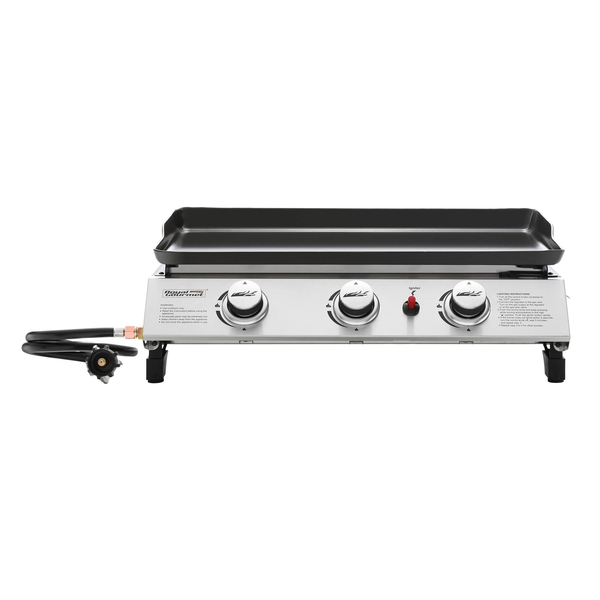 3483df76ec943ebb104869993afe61b8d8c05eee97af75965c12a28aa8d71bd2.jpg Royal Gourmet Pd1300 Portable 3-Burner Propane Gas Grill Griddle - Image 1