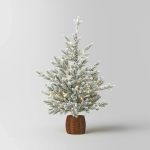 40" Pre-Lit LED Glitter Flocked Balsam Fir in Basket Mini Artificial Christmas Tree Warm White Lights - Wondershop