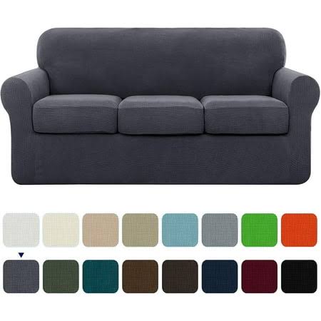34909d3a9e733e10f5b0739179b3c1ed913c7fc0829c8432f8000d9c67e1e23a.jpg Subrtex Textured Grid Stretch Sofa Cover Couch Slipcover with Separate Cushion Cover(Gray, Sofa), Size: Sofa/3-Seater - Image 1