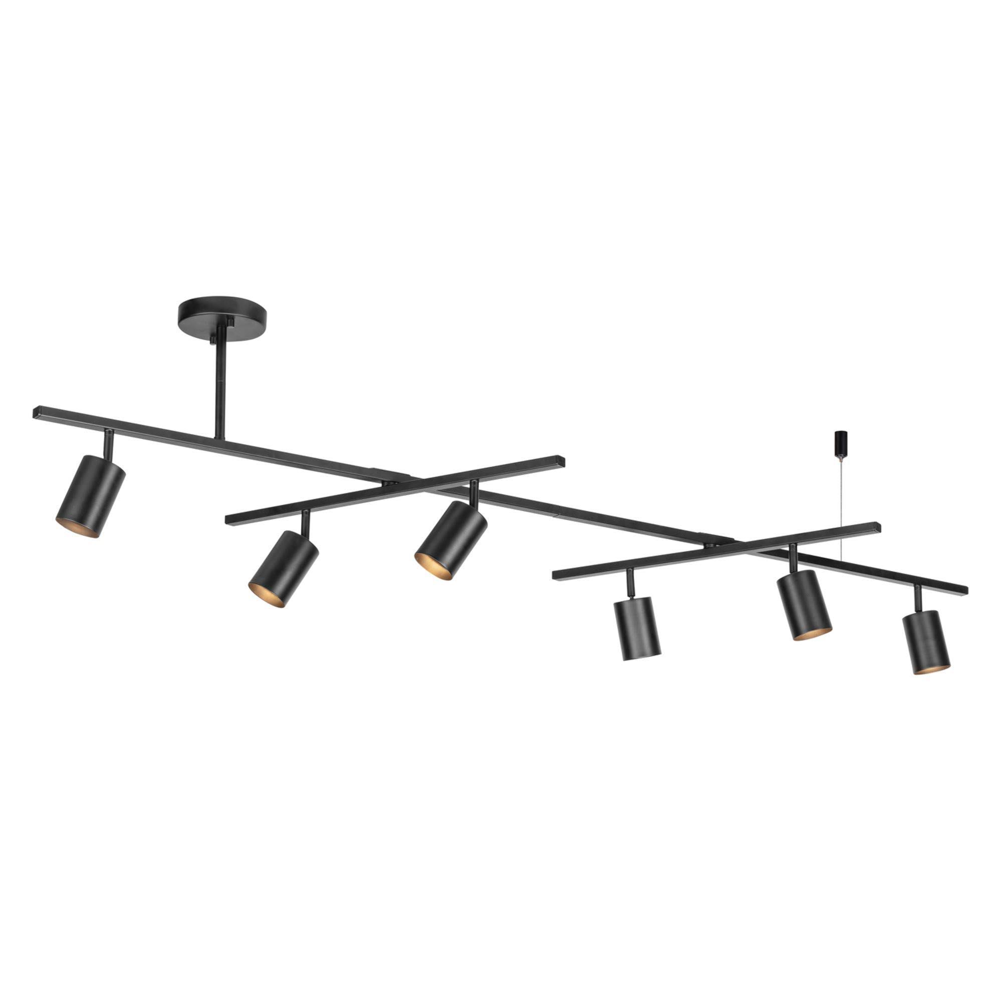 3491090d8ef71952b87409948ebc39cc53d9bae84bf9341fdcf6ec36fcf4751b.jpg Globe Electric 59829 West 64" 6-Light Track Lighting Matte Black Center Swivel Bars - Image 1