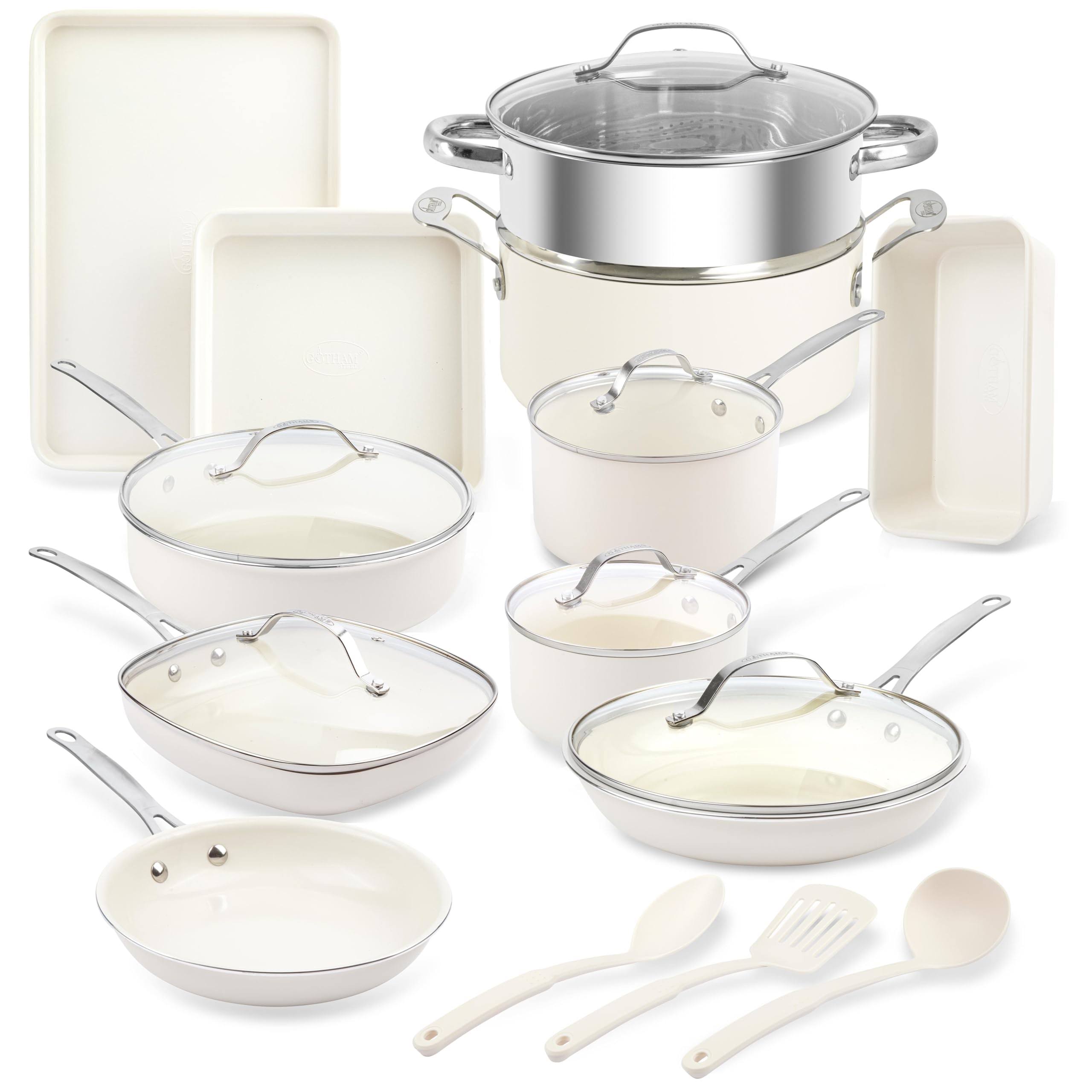 34a15bbbfe352774ad8996700ab8a3cce700910b158a71a53d6628ae135a5648.jpg Gotham Steel Naturals 20 PC Express Cookware and Bakeware Set with Utensils 2486 - Image 1