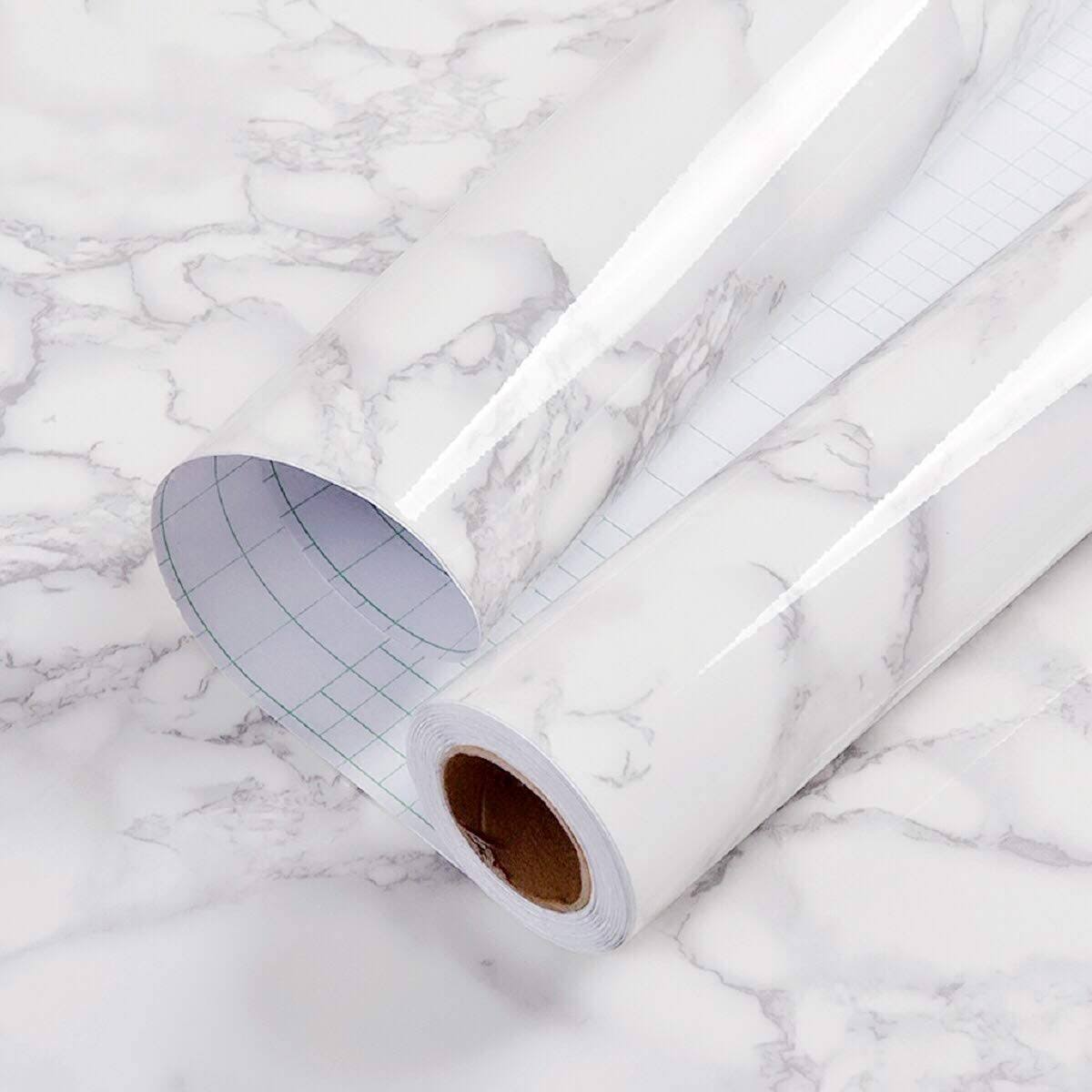34aac3f118ade739677c6b9ce31ef0c24273a63022e199cf9883c588bd009713.jpg practicalWs 11.8" x78.7"Marble Paper Granite Gray/White Roll Kitchen Countertop - Image 1
