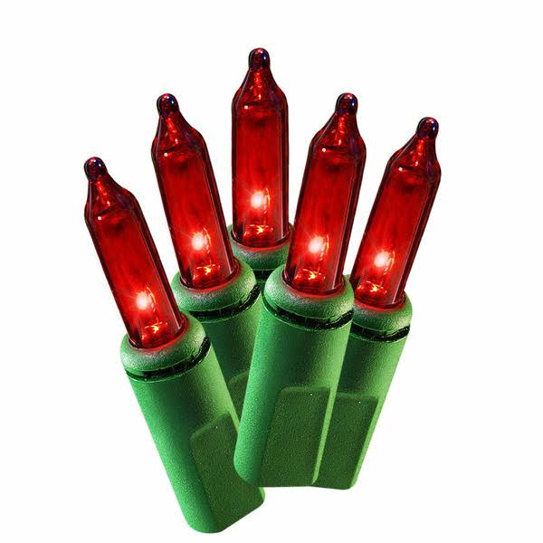 Holiday Time New! 100 Holiday Time Red Mini Lights with Green Wire Lighted 19.5 ft