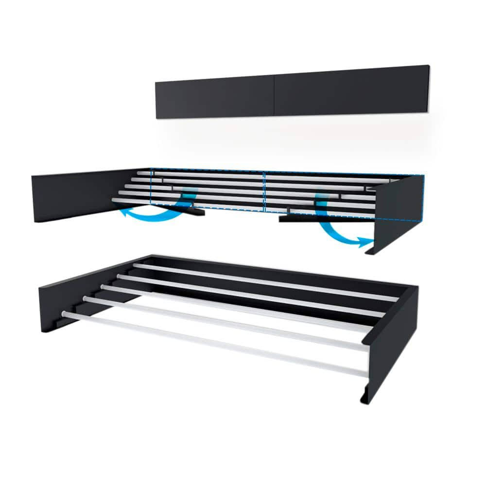 34cf892a86955c6395244da4f78ff0f20eaf4abd30bbc1045d1279954031fef2.jpg Step Up Products 28RACKGray 27.5 in. Retractable Laundry Drying Rack Industrial Gray - Image 1