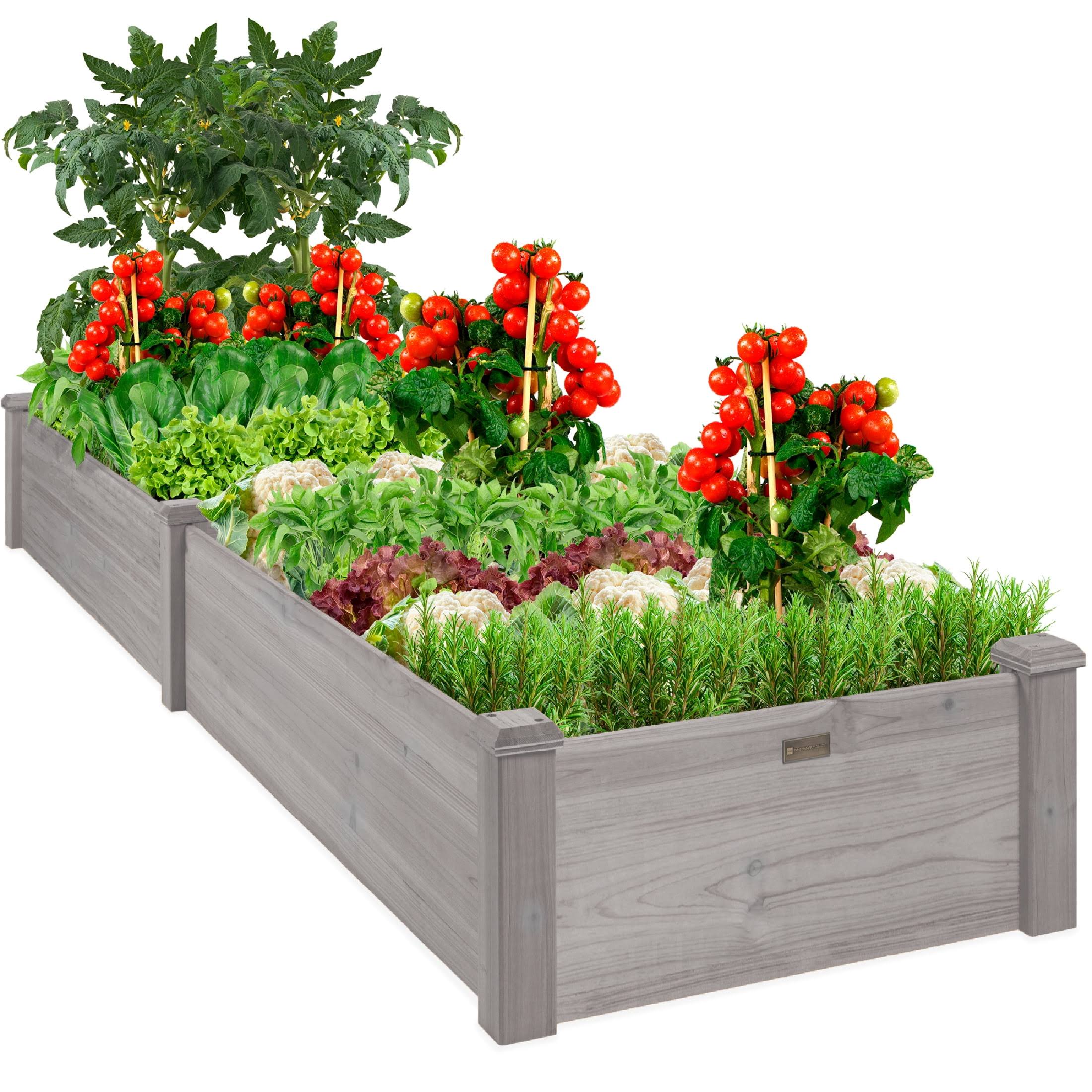 34d24a2352e8f9eb7b41a95fbb7dff191d3412c2a2c69a1c9034a58e4d759d8f.jpg Best Choice Products 8x2ft Outdoor Wooden Raised Garden Bed Planter for Grass, Lawn, Yard - Gray - Image 1