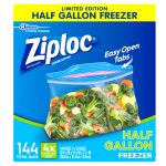 Ziploc Freezer Bags Half Gallon, 144 ct
