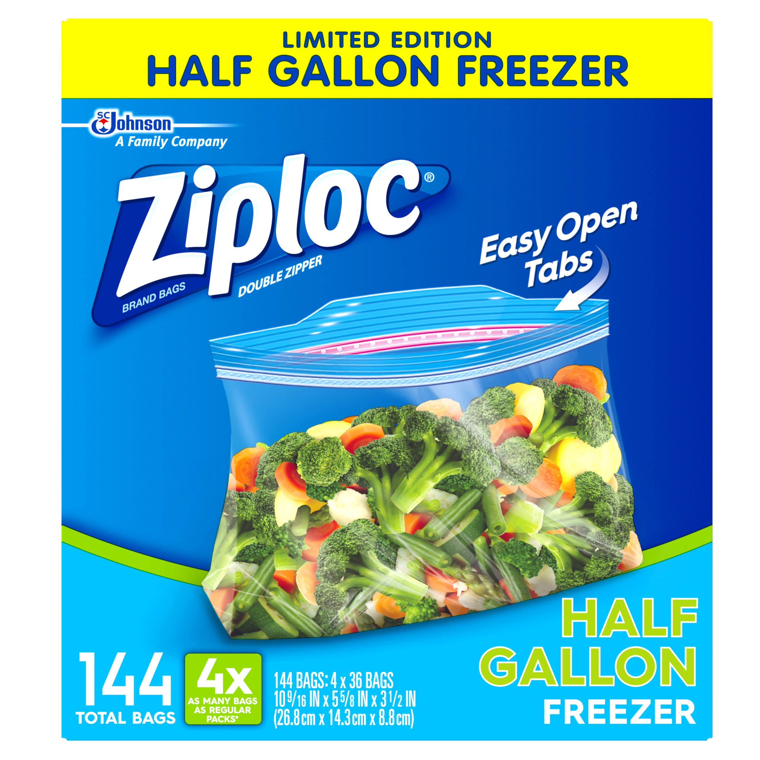 34eeefa3b7a93e3c62ccab12b0c36ef43afb4c9518375a699d96c7a95b338241.jpg Ziploc Freezer Bags Half Gallon, 144 ct - Image 1