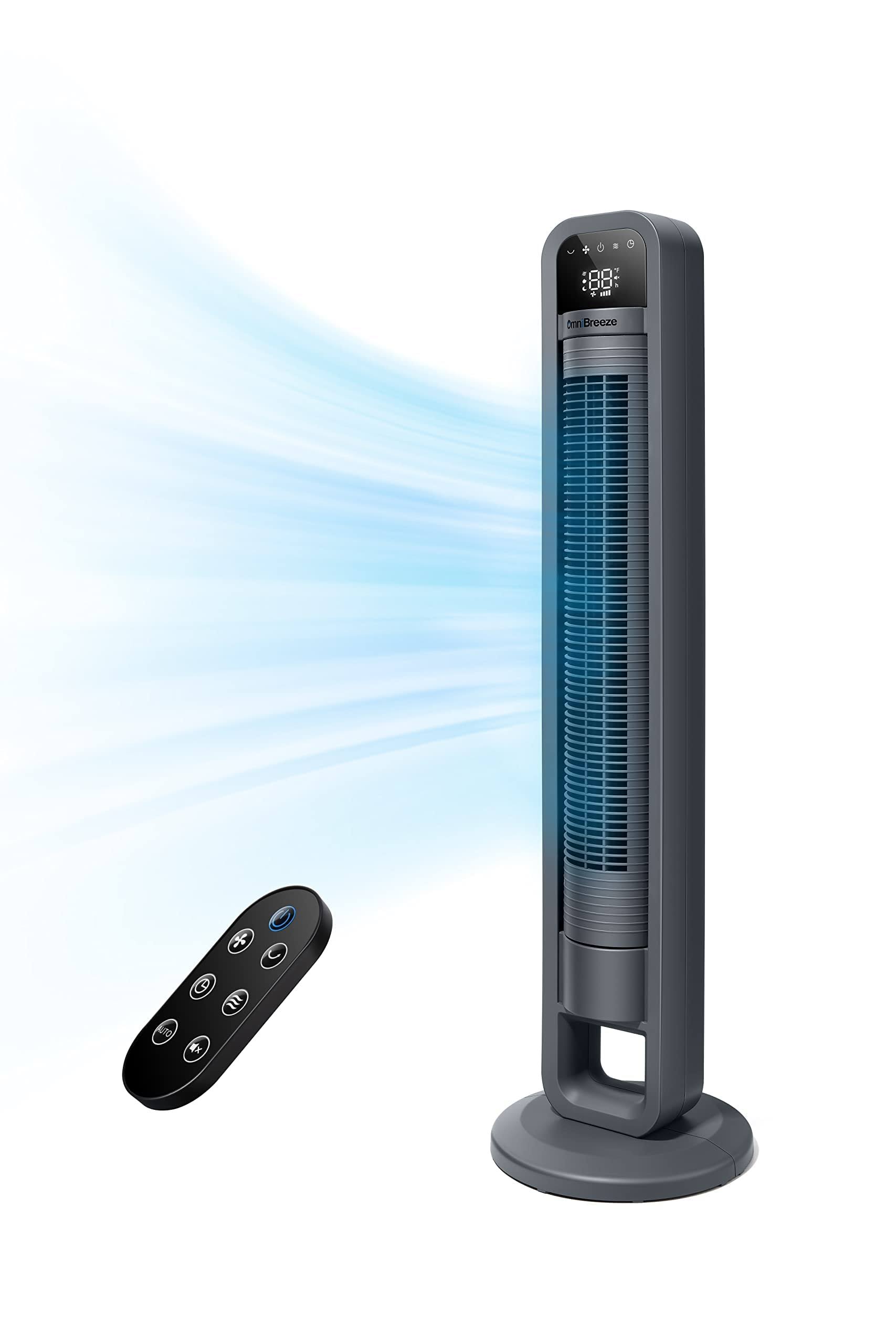 350d24b469ebfafbaf2659a7e997f00d06577be630f2ced1abe4f8b67a189f2b.jpg Omnibreeze Digital Electric Tower Fan, Inner Oscillation with Remote Control, LED Display, Standing Bladeless Floor Fans Cooling and Quite Indoor - Image 1