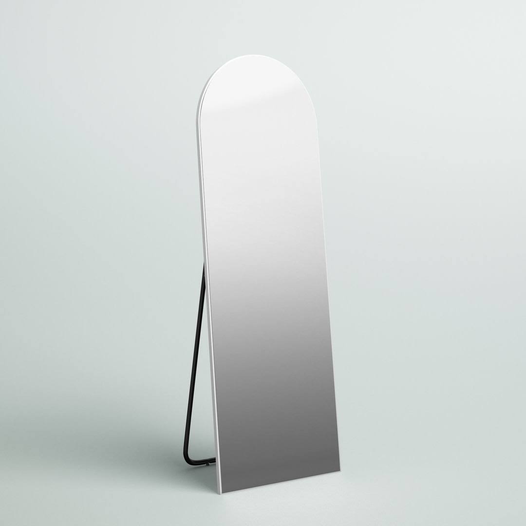 35206e96af9ca80cda9c312f49f88ec79e5ffd9c84c8ca9b77de12a4f40c8025.jpg Greta Sleek Arched-Top Wall Mirror Mercury Row Finish White - Image 1