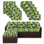 9 Pcs Patio Cushion Covers 24.5" x 24.5" Waterproof with Zipper , Covers Only - Yellow Flowers