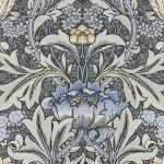 NextWall Morris Flower Peel and Stick Wallpaper - Charcoal Carolina Blue