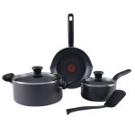 T-Fal Initiatives Aluminum 6 Piece Cookware Set - Black