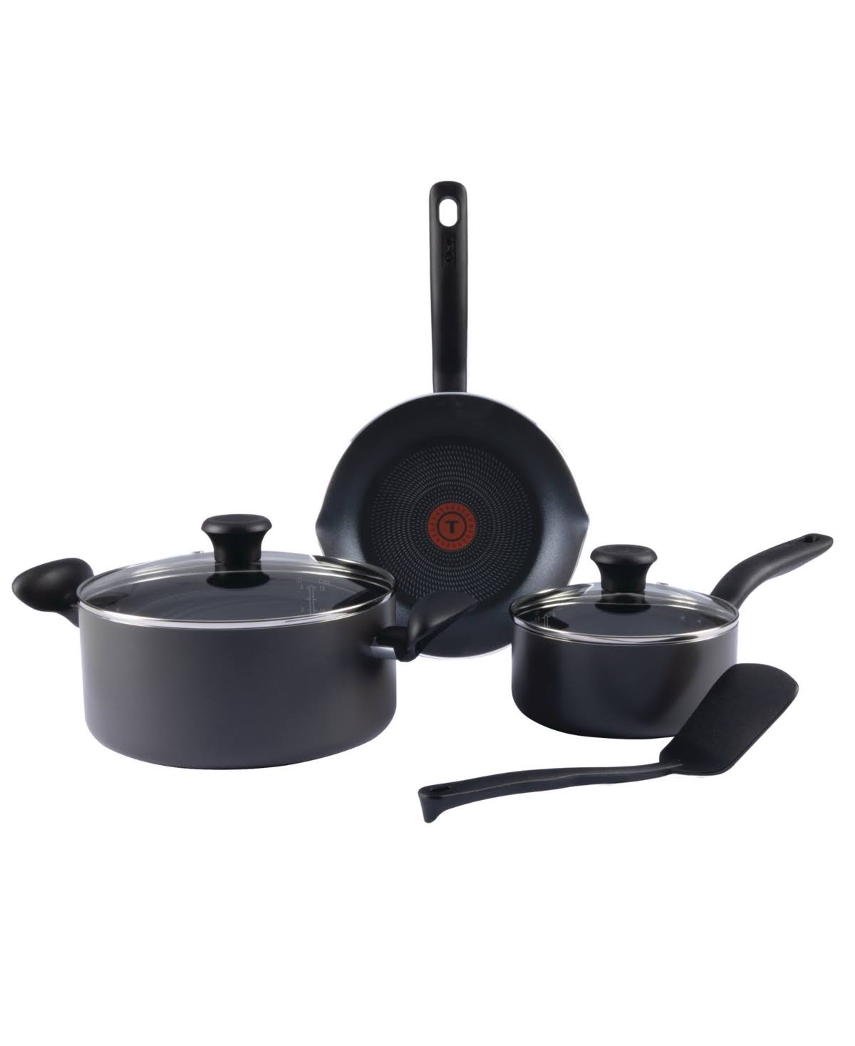 35685d447e25de2d925021544a18bf9271f222b1f3d933c2460d4e9dd9dbda5e.jpg T-Fal Initiatives Aluminum 6 Piece Cookware Set - Black - Image 1