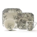 222 Fifth Adelaide Grey 16 Piece Dinnerware Set Square Service for