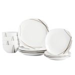 Tabletops Unlimited Curves Square 12-pc Dinnerware Set, White