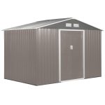 Outsunny 9' x 6' Metal Outdoor Utility Storage Tool Shed Kit Backyard Garden, Gray