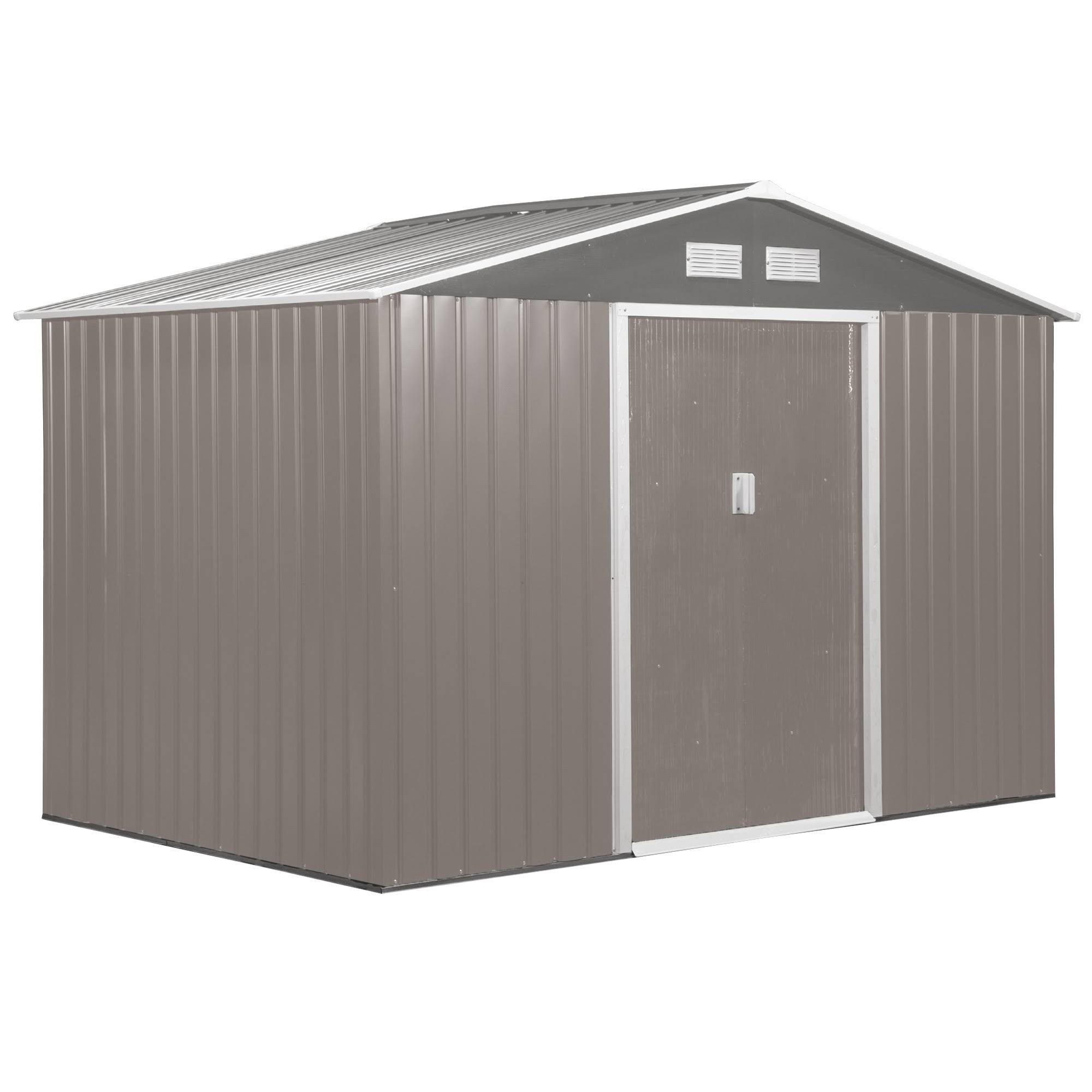 35f1068460efd33f8ba1ece6bf982613c8b8b2e3a3cde1247f67ec3516fcfa38.jpg Outsunny 9' x 6' Metal Outdoor Utility Storage Tool Shed Kit Backyard Garden, Gray - Image 1