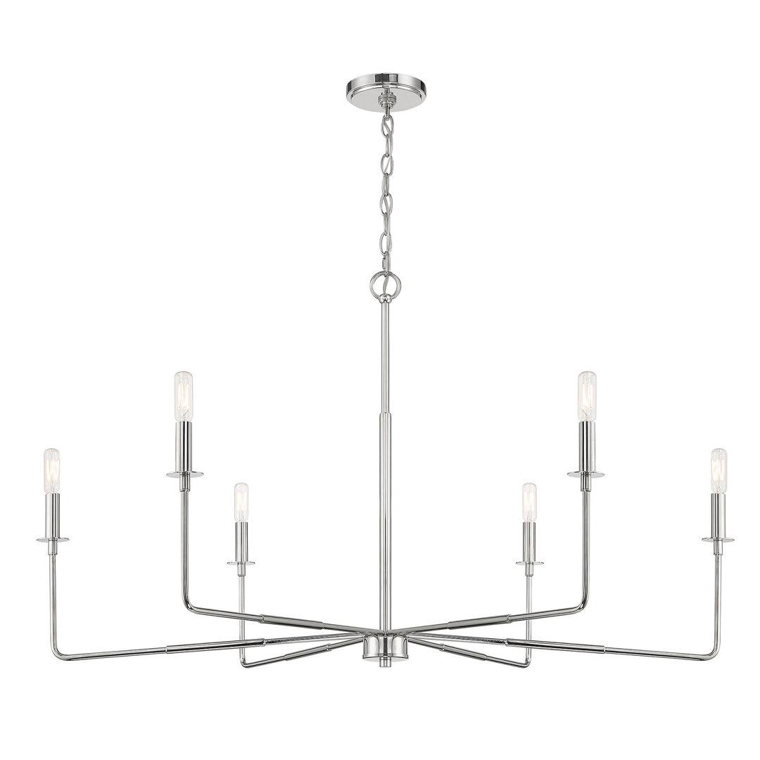 360c091eedc7c7c72e40630204f28d29b03c836a60847a432d3a9eb20927f3d4.jpg Mager 6 - Light Candle Style Classic Chandelier Three Posts Finish: Polished Nickel - Image 1