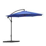 10 ft Outdoor Patio Cantilever Hanging Umbrella with Base Weights, Royal Blue, Size: 10'