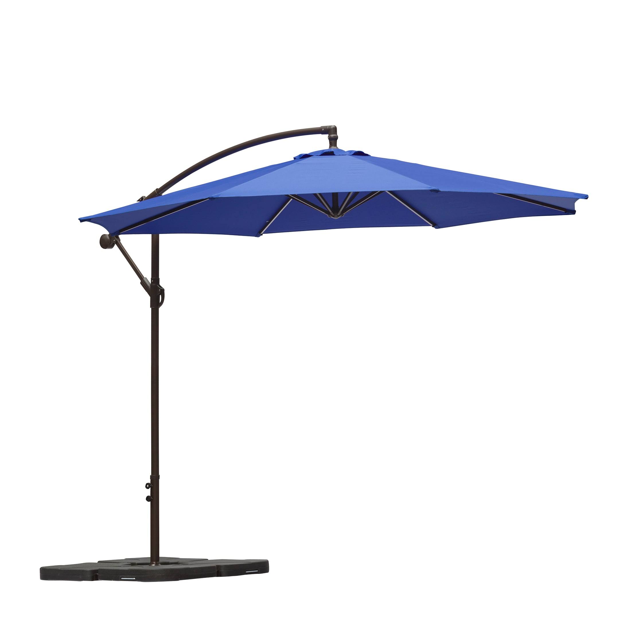 36120ee640575b1d79629ff7abbecc83204fcb7b354cf7632dc7281e0067083b.jpg 10 ft Outdoor Patio Cantilever Hanging Umbrella with Base Weights, Royal Blue, Size: 10' - Image 1