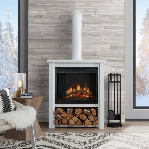 3615199bc4f63252adf9cb600904203e713442ee266ae8076147a5ec87e407ff.jpg Real Flame Hollis Indoor Electric Fireplace - Matte White - Image 1