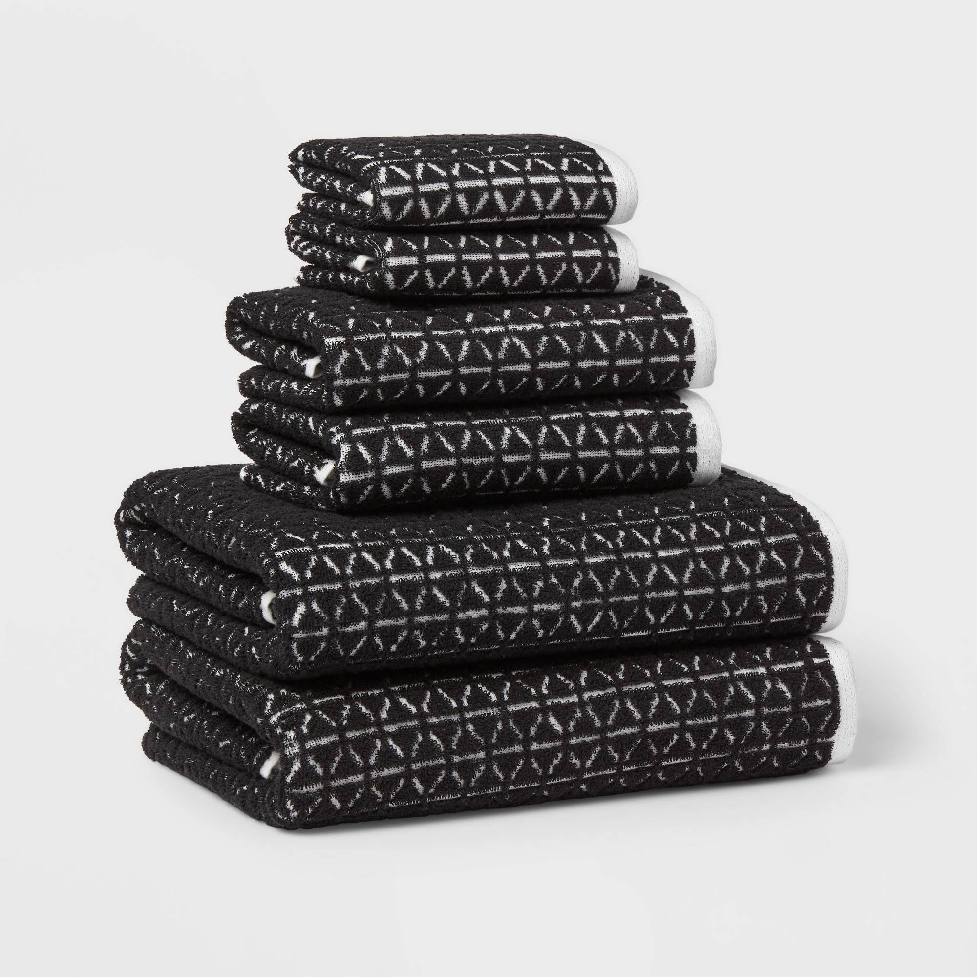 3617e68c017e52381102e1cda617b2d289409fcc4bbf852891dfce6618314838.jpg New - 6pc Boho Bath Towels and Washcloths Set Black - Threshold - Image 1